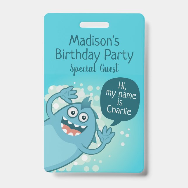 Badges texte personnalisé Monster pour enfants (Avant)