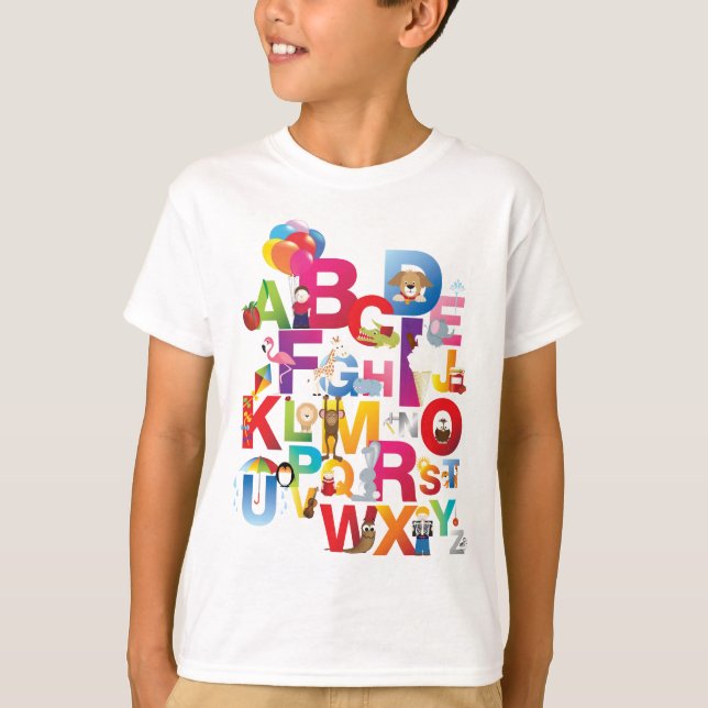 badine le T-shirt fou d'alphabet (Devant)