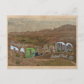 Badlands National Park, carte postale de style Vin