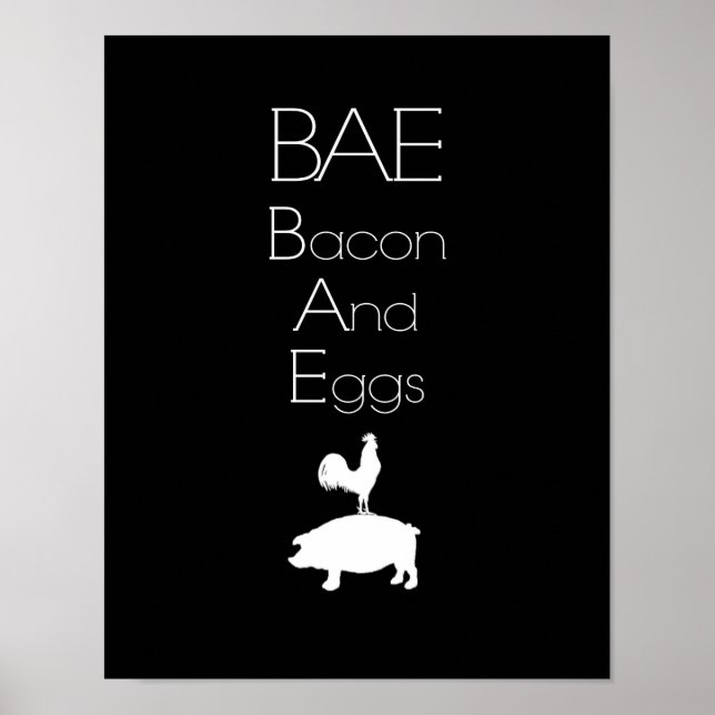 BAE 0 Bacon et oeufs Poster de cuisine (Devant)