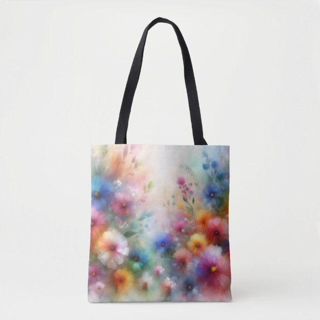 Bag Abstract Floral Tote in Watercolor Style (Devant)