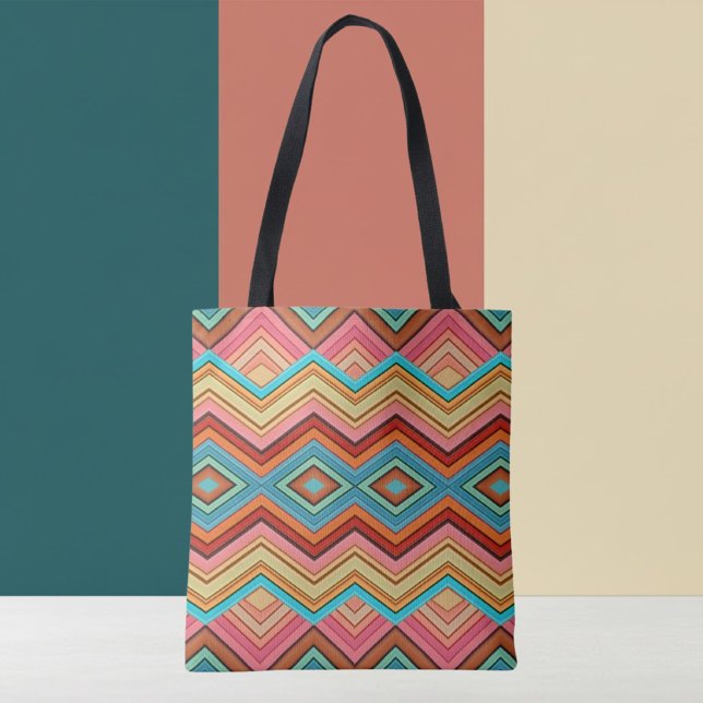 Bag Abstract Multi-Color Zig Zag Stripes Tote (Créateur téléchargé)