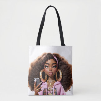 Bag African American Baddie ,Beautiful girl Tote