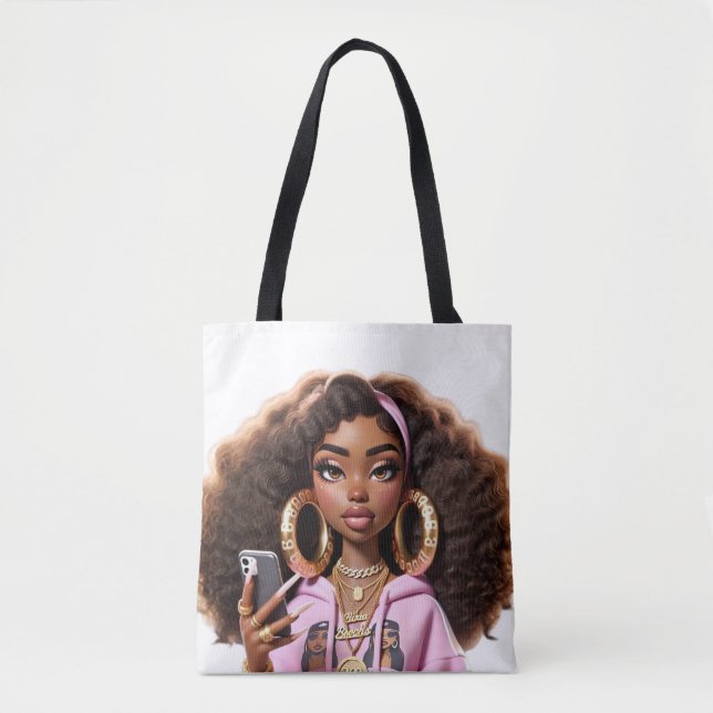 Bag African American Baddie ,Beautiful girl Tote (Devant)