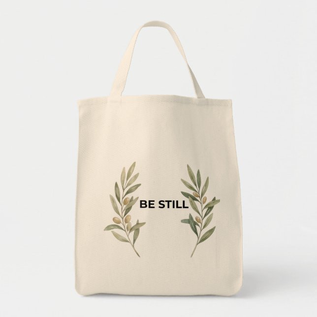 Bag Be Still Minimalist Olive Branch Christian Tote  (Devant)