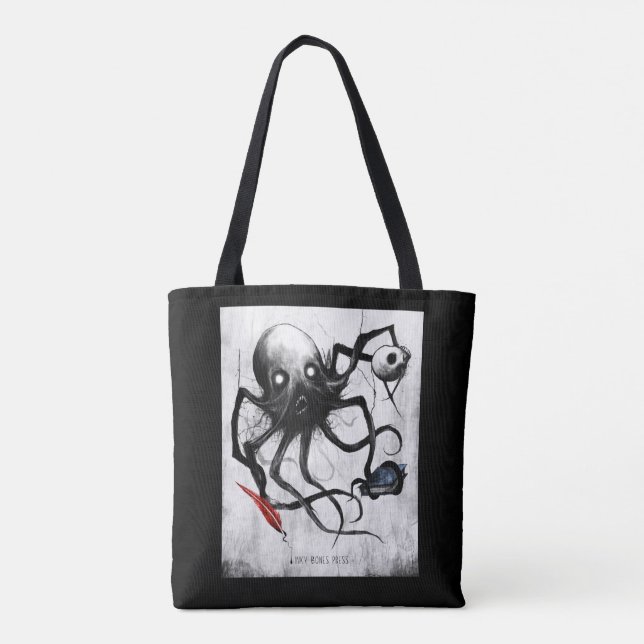 Bag Black Inky Bones Press Octopus Tote (Dos)