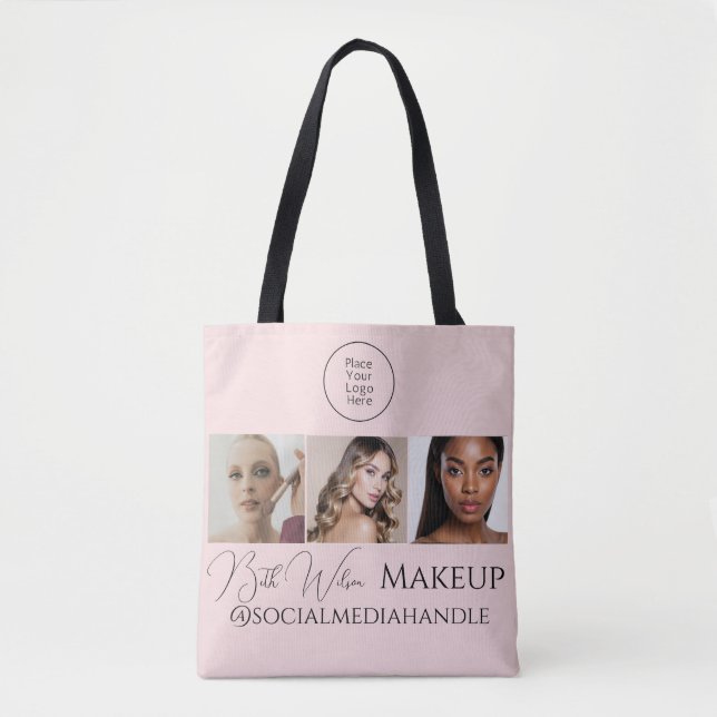 Bag Blush Pink Script Logo Photo Makeup Studio Tote  (Devant)