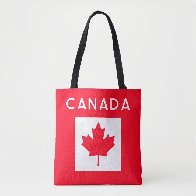 Bag CANADA. Drapeau canadien. Patriotique. Tote d'épau (Devant)