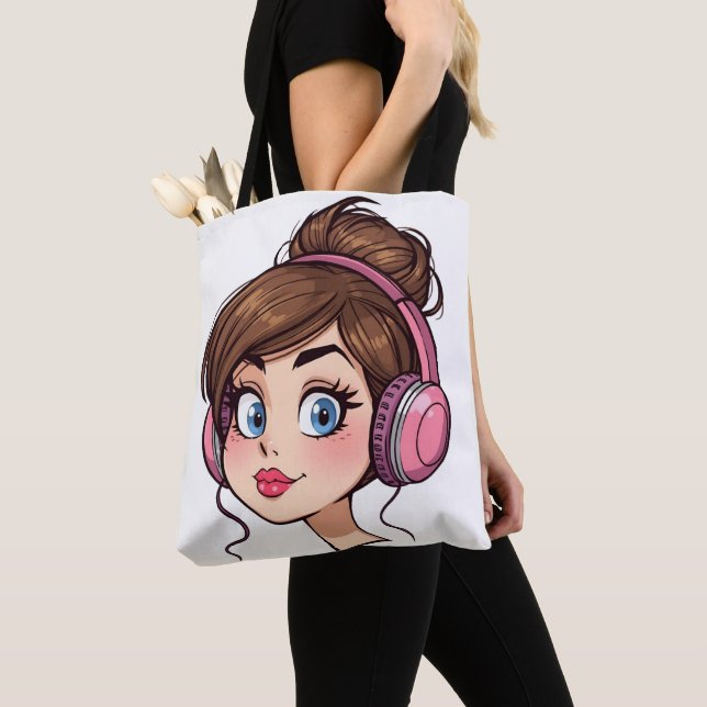 Bag Cartoon Woman Tote (De près)