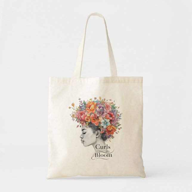 Bag "Curls in Bloom" Spring Floral Custom Graphic Tote (Devant)