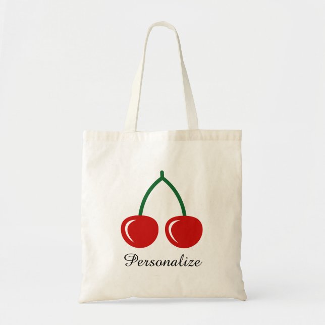 Bag Cute personalized red cherry tote bags (Devant)