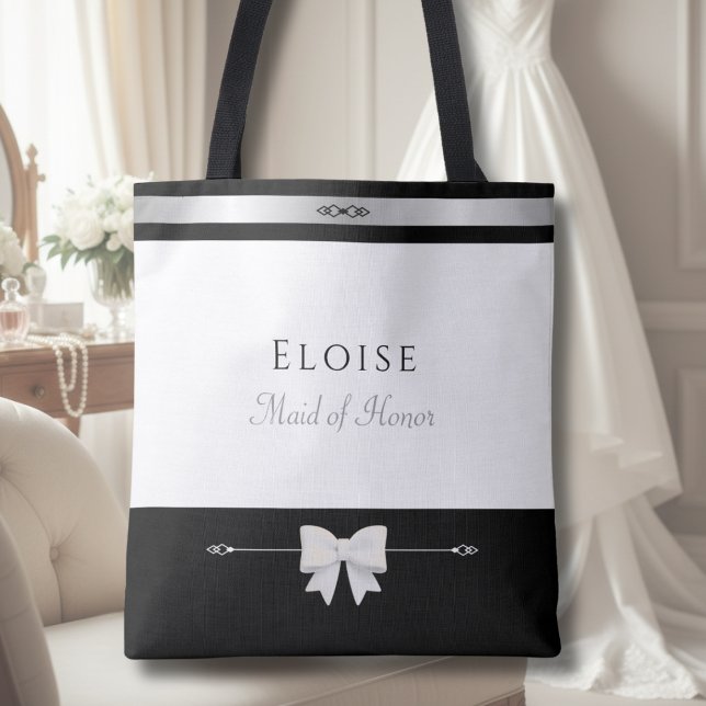 Bag Elegant Maid of Honor Gift | Luxury Wedding Tote (Sophisticated personalized Maid of Honor gift tote bag in a luxury bridal suite setting.)