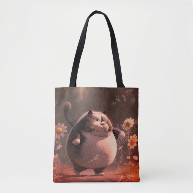 Bag Être félin parmi les fleurs Tote (Devant)