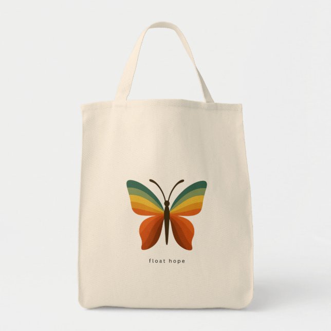 Bag Float Hope Retro Rainbow Butterfly Tote (Devant)