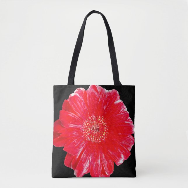Bag Gerbéra Daisy Rouge Moderne sur Tote à Épaules Noi (Devant)
