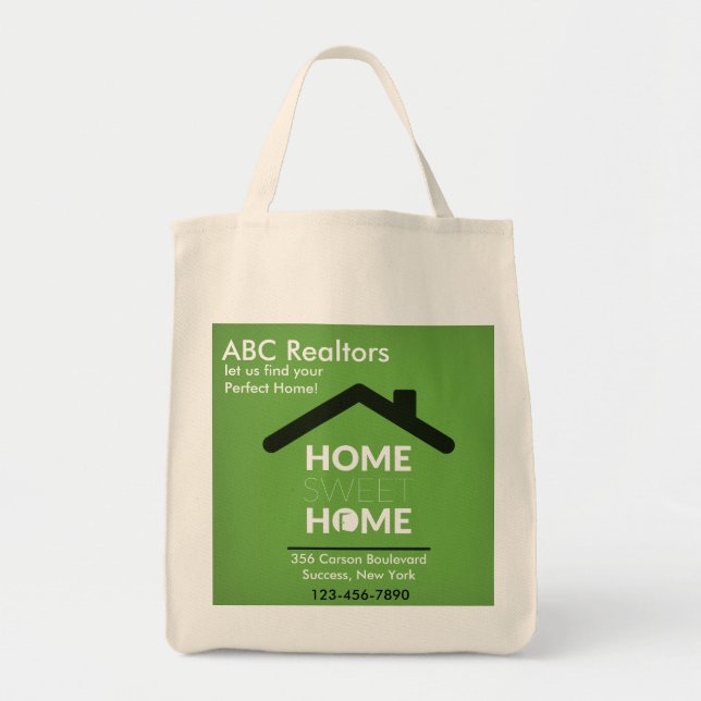 Bag Green Home Sweet Home Grocery Tote (Devant)