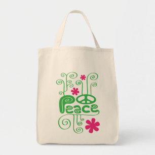 Bag Green Swirls Peace Tote