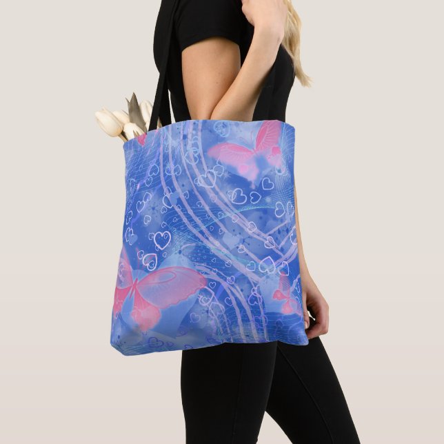 Bag Hearts et Butterfly - All Over Print Tote (De près)