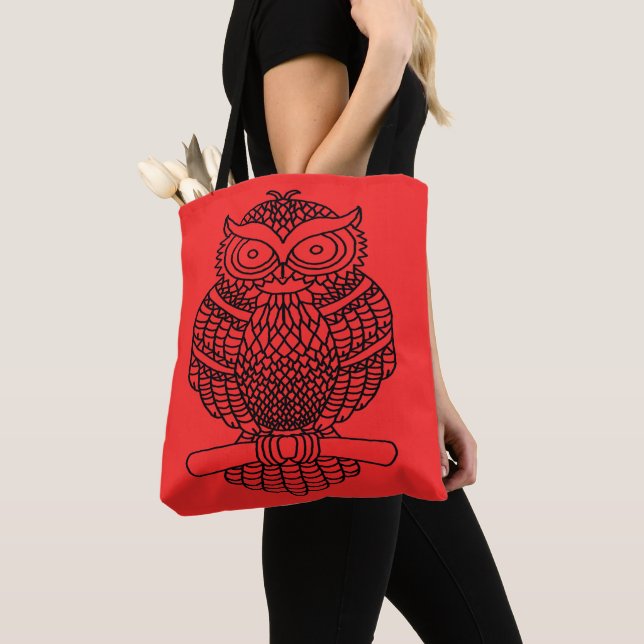 Bag Hibou (rouge) - Tote (De près)