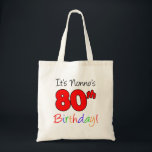 Bag It's Nonno's 80th Birthday Fun and Colorful Tote<br><div class="desc">It's Nonno's 80th Birthday Fun and Colorful Tote bag. Great for an Italian grandfather's 80th birthday party. An Italian grandpa can use it as a bag and it can also hold other gifts.</div>
