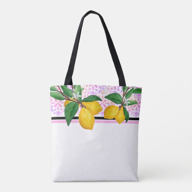 Bag Lemon Leaf Watercolor Tote | Pink Amalfi Citrus (Dos)