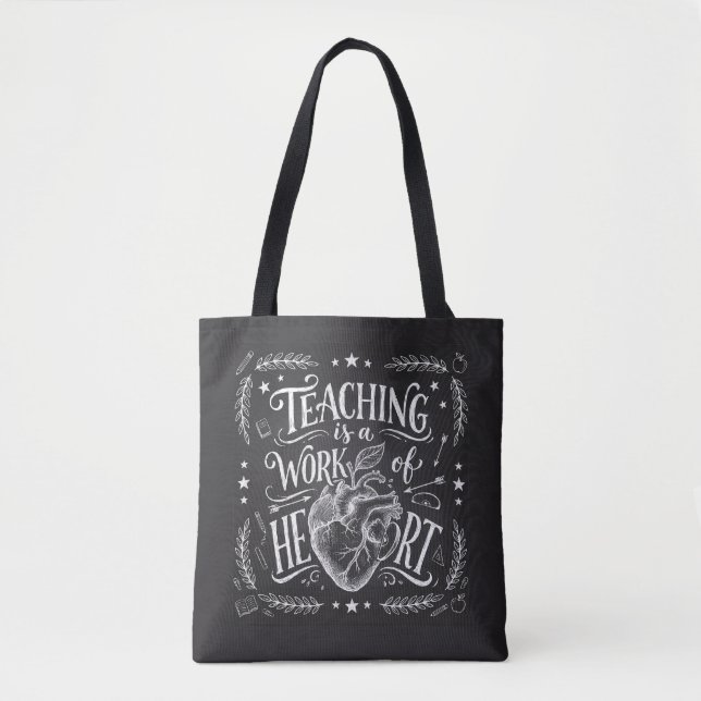 Bag Luxury All-Over-Print Teacher Work of Heart Tote B (Devant)