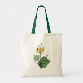 Bag Minimalist Peace Lily Line Art Tote