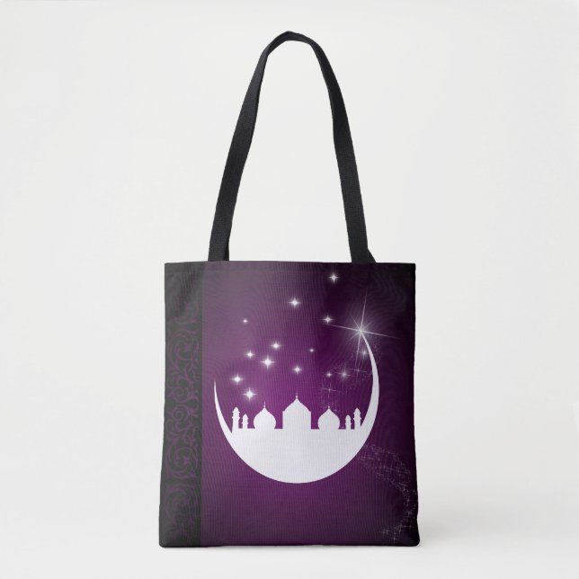 Bag Moon with Mosque Silhouette All-Over-Print Tote (Devant)