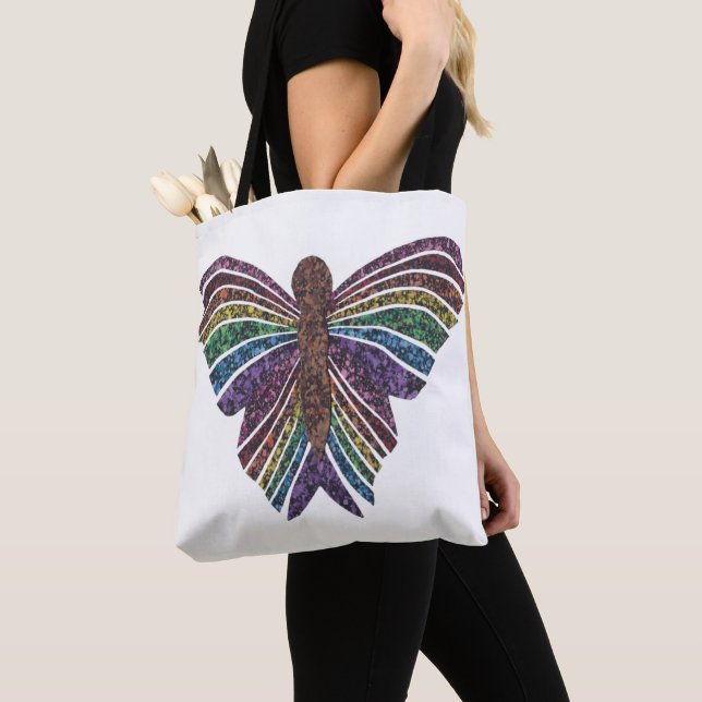 Bag Papillon Arc-en-ciel (blanc) - Tote (De près)