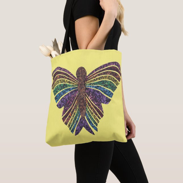 Bag Papillon Arc-en-ciel (jaune) - Tote (De près)