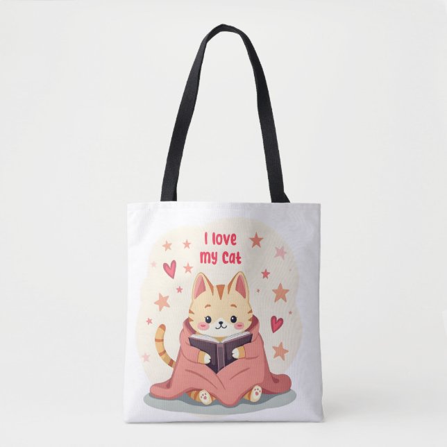 Bag Persian Cat reading book tote bag, stylish handy b (Devant)