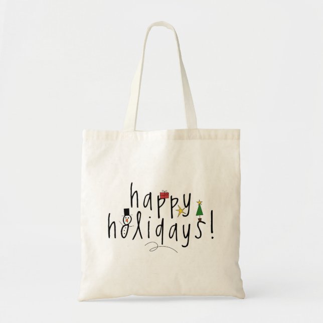Bag Personalized Cute Happy Holidays Tote (Devant)
