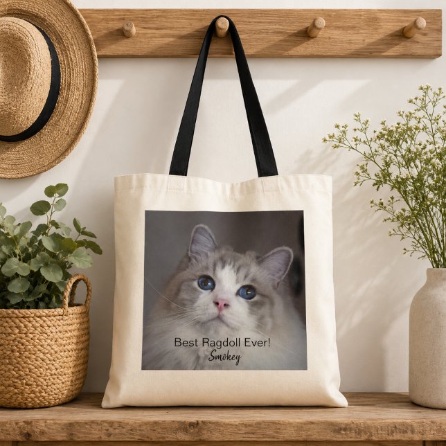 Bag Personalized Pet Photo Best Ragdoll Cat Ever Tote (Personalize with your pet's photo, text and name.)
