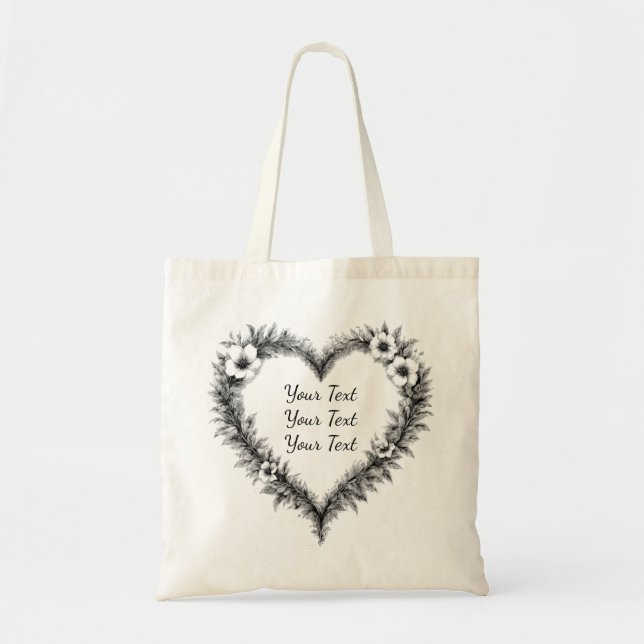 Bag Personalized Rustic Heart Wreath Tote (Devant)