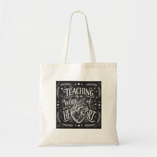 Bag Personalized Teacher Heart Chalkboard Budget Tote  (Devant)
