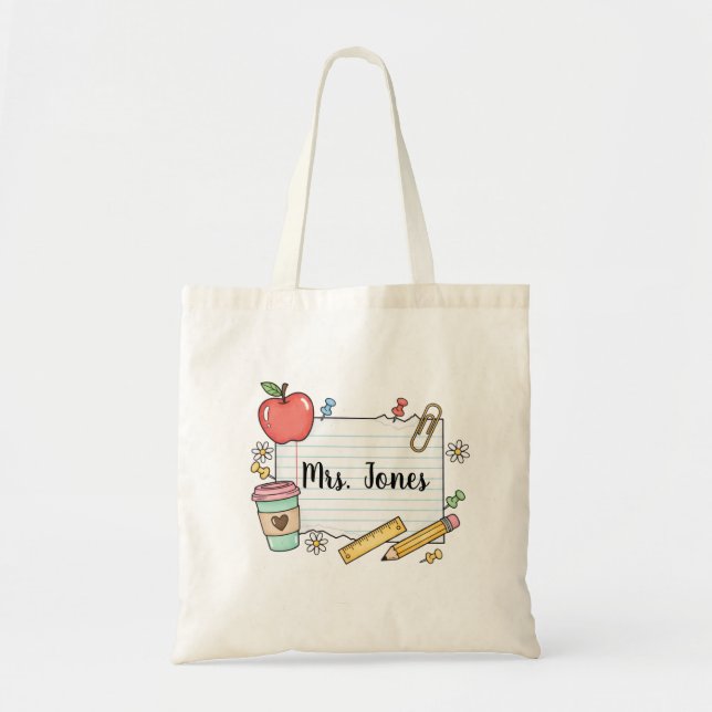 Bag Personalized teacher Tote bag, Custom Teacher  (Devant)