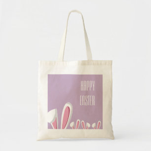 Bag Pink Easter Bunny Ears on Purple Easter Tote