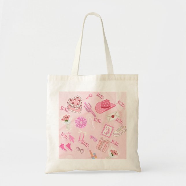 Bag Pink Kawaii girly Tote Bag. (Devant)