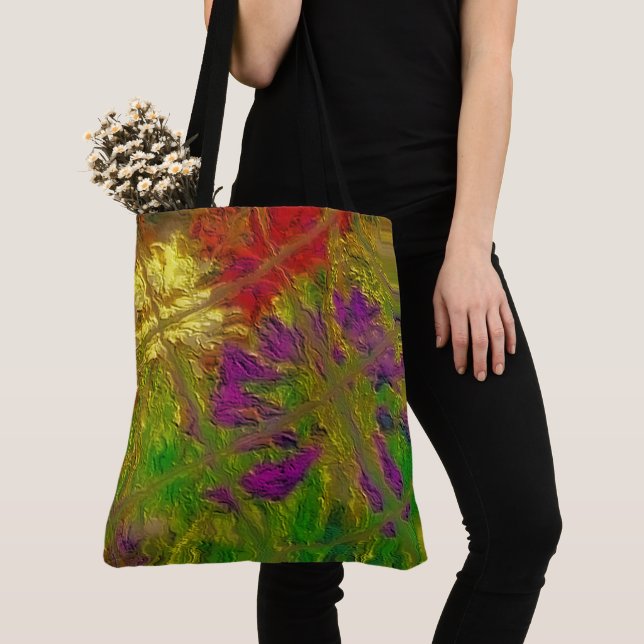 Bag "Textured Florals" (large) Shoulder Tote (De près)