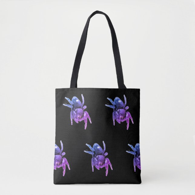 Bag Tote araignée sauteuse violette et noire (Devant)