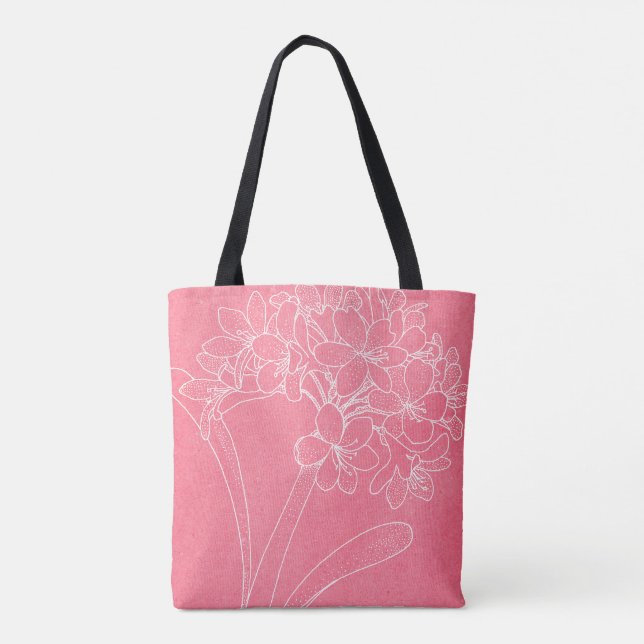 Bag Tote avec contour d'hortensia blanc rose (Dos)