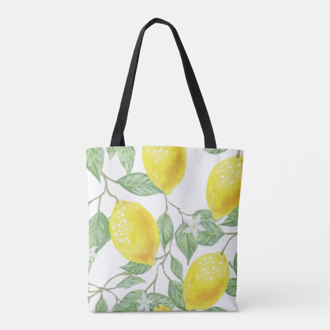 Bag Tote Bag, Happy Yellow Lemons  (Dos)