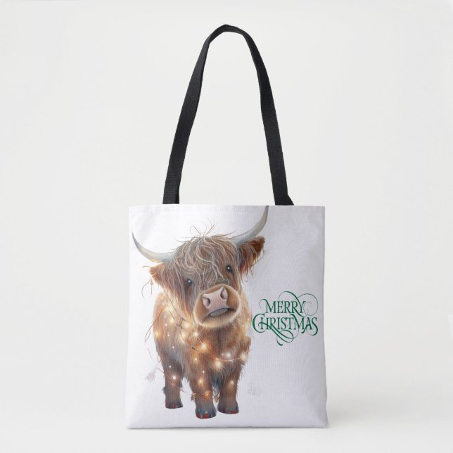 Bag Tote de Noël de vache des Highlands (Devant)