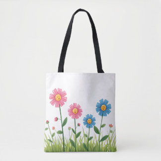 Bag Tote -Flower Design with smiley face