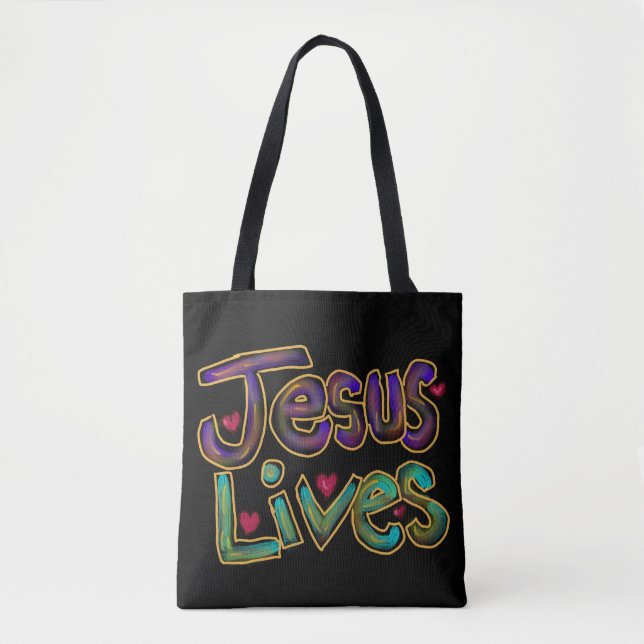 Bag Tote “Jesus Lives” Christian Quote (Devant)