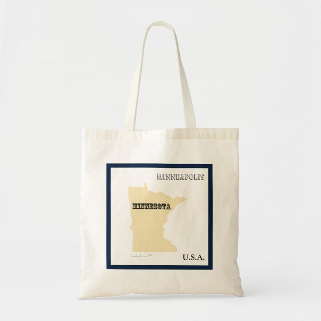 Bag Tote  - Minnesota State Map with City (Devant)