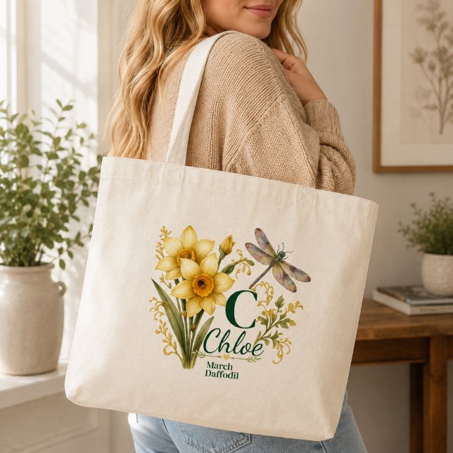 Bag Tote Monogramme Fleur de Naissance de Mars Jonquil (Créateur téléchargé)