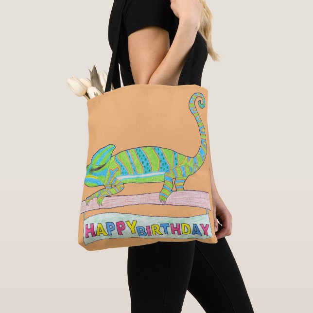Bag Tote multi-usage - Caméléon d'anniversaire (orange (De près)