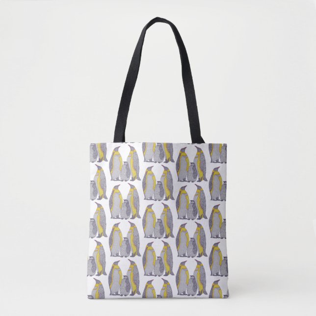 Bag Tote multi-usage - Famille Manchot (motif blanc) (Devant)