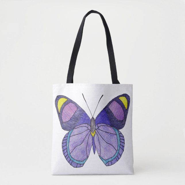 Bag Tote Partout - Papillon Violet (blanc) (Devant)